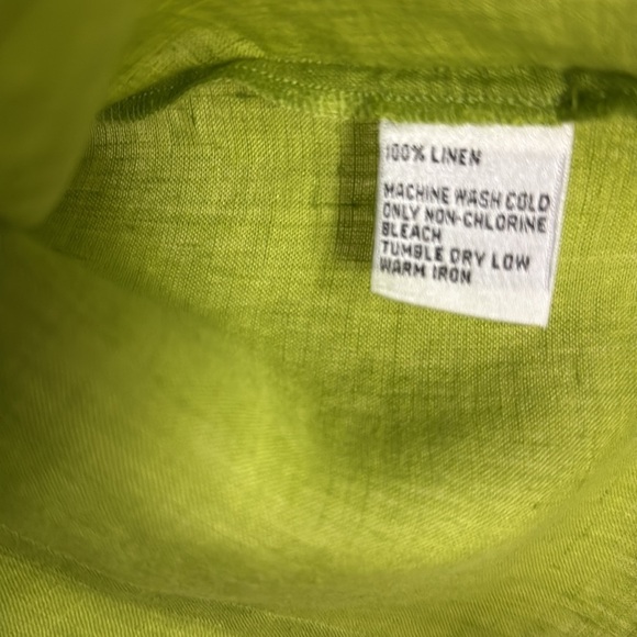 Vintage Talbots Linen Mandarin Collar Button Down Blouse Shirt | Green Leaf | L - Picture 10 of 10